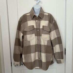 Abercrombie & Fitch Cream and Brown Plaid Jacket